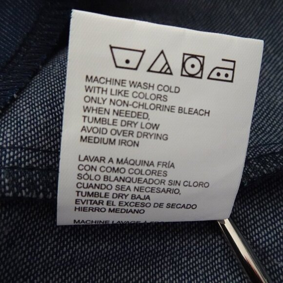 Wrangler Denim Shirt Men's Size L Blue Short Sleeve Pearl Snap Cowboy Cut - Picture 10 of 10